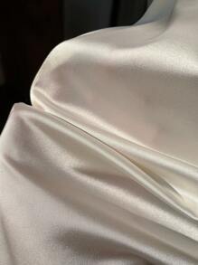 Comfortcana Apricot Satin Backless Summer Dress For Women, Solid Color Fashion, Party Dress