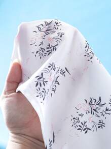 Tween Girl Floral Print Puff Sleeve Ruffle Hem Dress - White - View 5