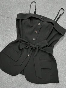 SHEIN Clasi Women Two Pieces Outfits For Daily Wear - Black - View 3