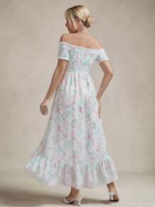 SHEIN LUNE Rochie lejeră, super lungă, casual, cu decuparea umărului