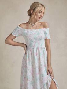 SHEIN LUNE Rochie lejeră, super lungă, casual, cu decuparea umărului