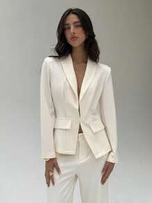 Aloruh Women's Casual & Office Wear Solid Color Thin Blazer Jacket