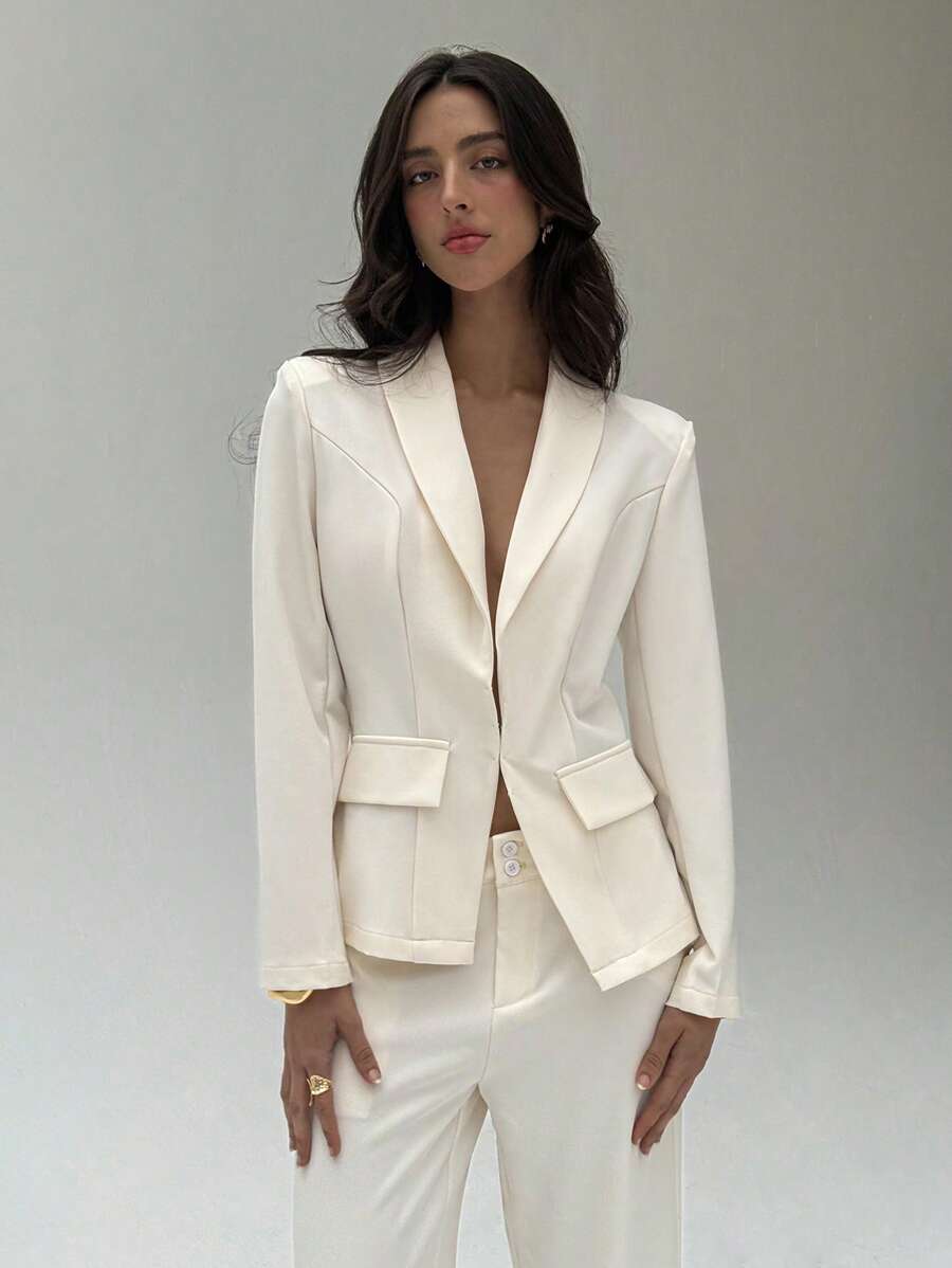 Aloruh Women's Casual & Office Wear Solid Color Thin Blazer Jacket