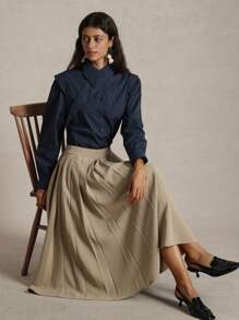 Briarwyn Camisa de mujer de manga larga a rayas con cuello asimétrico, conjunto de ropa de verano elegante para mujeres