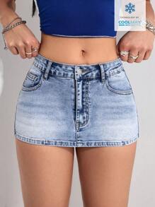 SHEIN PETITE Minifalda vaquera sexy para mujer, de verano