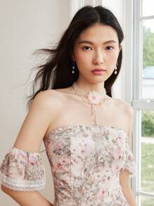 Celisse Vestido de verano nuevo romántico con estampado floral para vacaciones (Patrón floral asimétrico) para mujer