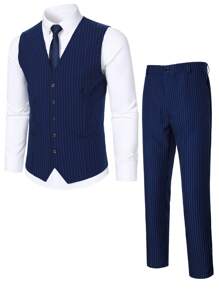 Manfinity Mode Ensemble 2 pièces gilet rayé et pantalon de loisir pour homme