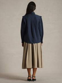 Briarwyn Camisa de mujer de manga larga a rayas con cuello asimétrico, conjunto de ropa de verano elegante para mujeres