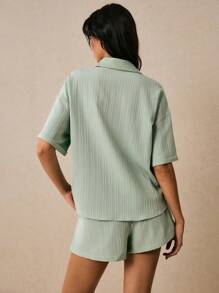 Poéselle Women Two Pieces Outfits For Daily Wear - Mint Green - View 2