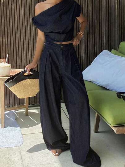 DAZY Bộ đồ denim hai mảnh cho nữ