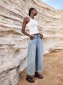 Maija Women's Light Blue Jeans Low Waist Banana Pants Summer Casual Outfits, Going Out,Autumn Outfits For Women - Light Wash - View 2