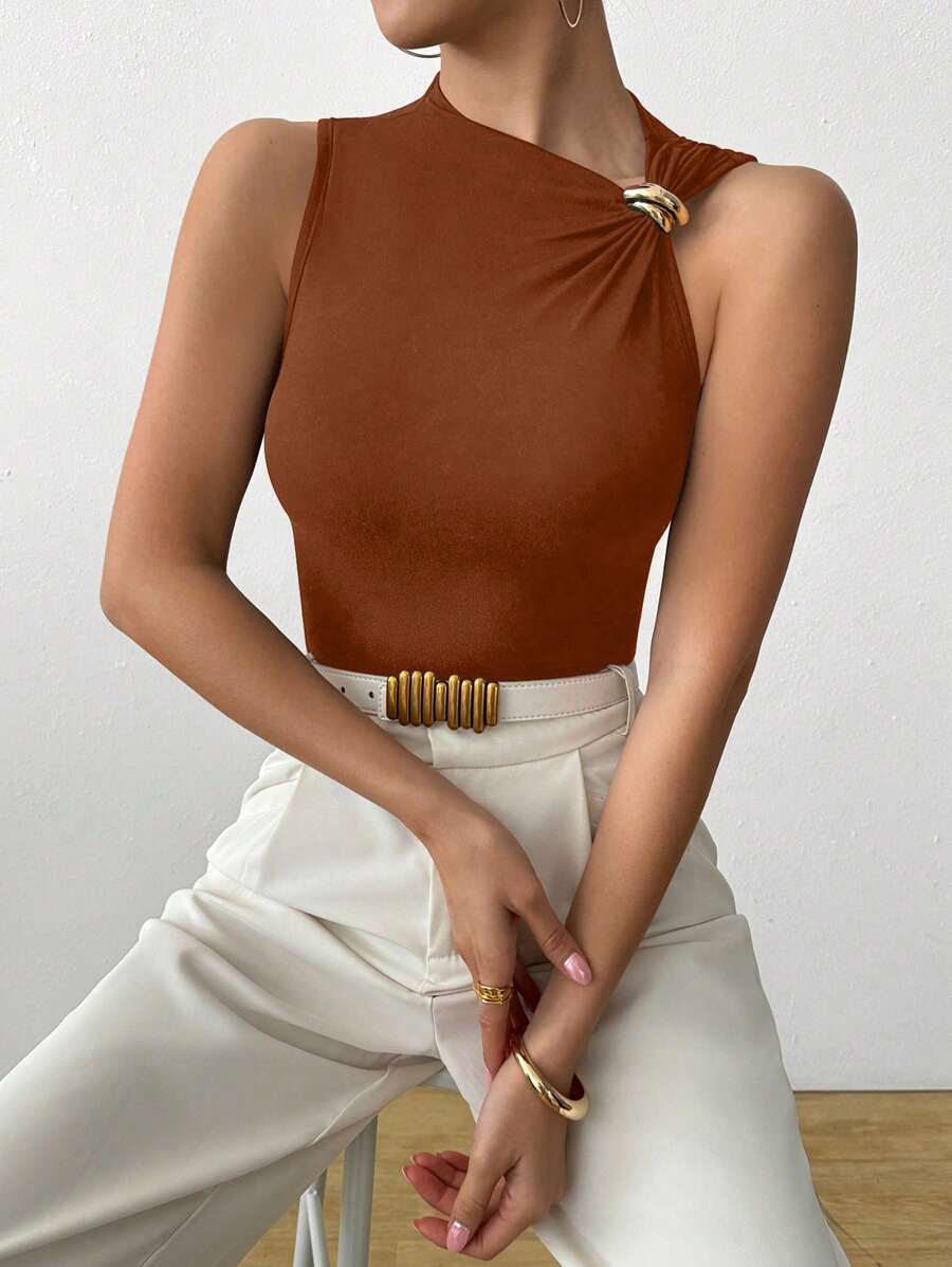 SHEIN Clasi Women's Elegant Metal Decor Slim Fit Camisole, Summer