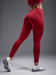 Powerista Women's Solid Color Minimalist Sports Leggings - Coffee Brown - View 2
