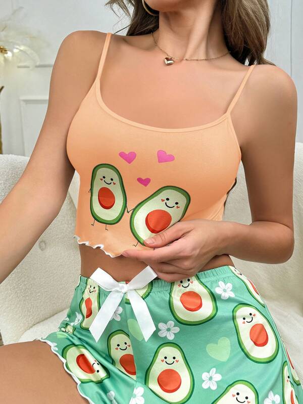 Débardeur de pyjama pour femmes avec imprimé avocat mignon, pour l'été