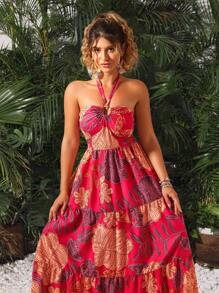 SHEIN Clasi 大码吊带连衣裙，尽享浪漫夏日假期 - 紅色 - 查看 4