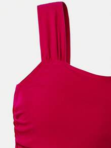 SHEIN Sparklyn Vestido sin mangas con cintura ceñida para niñas, estilo elegante - Burdeos - Ver 6