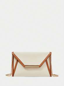 SHECARRY Women's Chain Strap Design Fashion Daily Clutch Bag - Beige - View 1