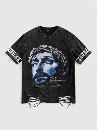 Street Life Maglietta vintage uomo a girocollo, con maniche corte e design consumato, per uno stile da strada