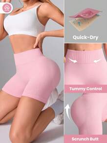 Easithlete Short deportivo sin costuras para mujer, de unicolor, para uso diario, short deportivo, short de gimnasio, short ciclista