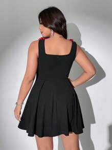 Viva Relle 加大码针织简约优雅花朵装饰节日连衣裙