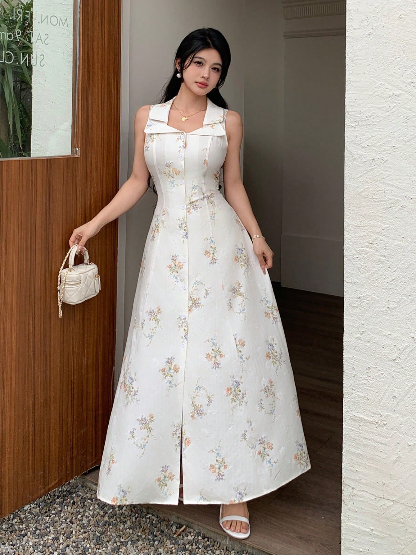 Modelyn فستان نسائي أنيق وعصري طويل مطبوع بالزهور،...