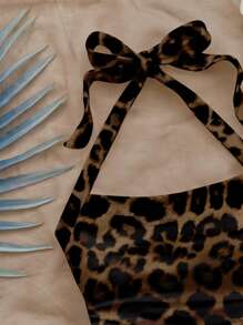 Soleia Plus Size Minimalist Leopard Print Camisole And Tank Top Set, Suitable For Summer Vacation Suitable For Going Out