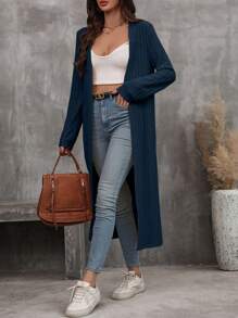 EMERY ROSE Women's Casual Solid Color Long Jacket Fall Winter Cloth For Women - Navy Blue - View 5