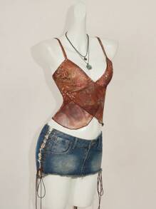 SHEIN ICON Y2K Style Boho Printed Camisole Tank Top, Minimalist & Fashionable Casual Everyday Wear - Brown - View 6