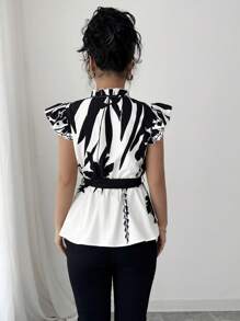 Elenzga Áo cánh tay ngắn thiết kế dáng ôm vừa vặn cho nữ cỡ chuẩn - Nhiều màu - Xem 2