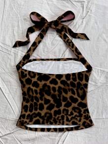 Soleia Plus Size Minimalist Leopard Print Camisole And Tank Top Set, Suitable For Summer Vacation Suitable For Going Out