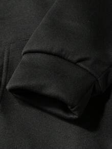 Manfinity Homme Men's Black Flannelette Hoodie Co-Ord Set: Casual Long Sleeve Hooded Top And Regular Length Joggers With Pockets
