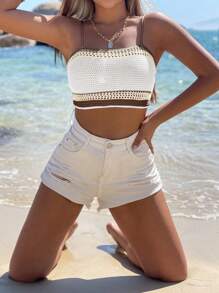 Breezaya 女士度假条纹短款吊带背心修身针织上衣 - 彩色 - 查看 4