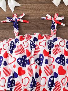 SHEIN 2 Stücke/Set für Kleine Mädchen, lässiger minimalistischer Herz-Form Schleife-Up Top und Shorts Set