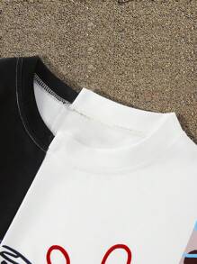 Manfinity EMRG Men's Fashion Colorblock Graffiti Printed T-Shirt (Flower Design Random)