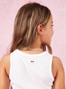 SUMWON Conjunto de top y pantalones cortos de verano deportivo para niñas, conjunto de dos piezas para entrenamiento y hacer deporte, con estampado numérico, ropa básica moderna esencial para actividades y ocio.