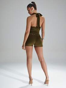Conjunto de dos piezas para mujer para uso diario - Verde militar - Ver 3