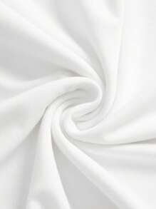 SHEIN BASICS 女式休闲纯色针织圆领短袖紧身衣 - 白色 - 查看 5