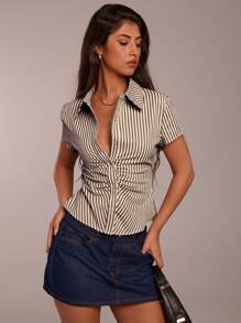 SHEIN Forever 21 Beach Vacation Summer Renaissance Fair Country Concert Y2k Top Graduation Going Out Short Sleeve Top Music Festival Airport Easter Boho Women Tops Polo Shirts For Women