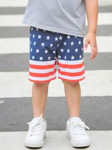 2025 年春夏新品年轻男孩休闲星星印花宽松短裤，柔软舒适的面料，百搭设计，适合运动和日常穿着，7 月 4 日