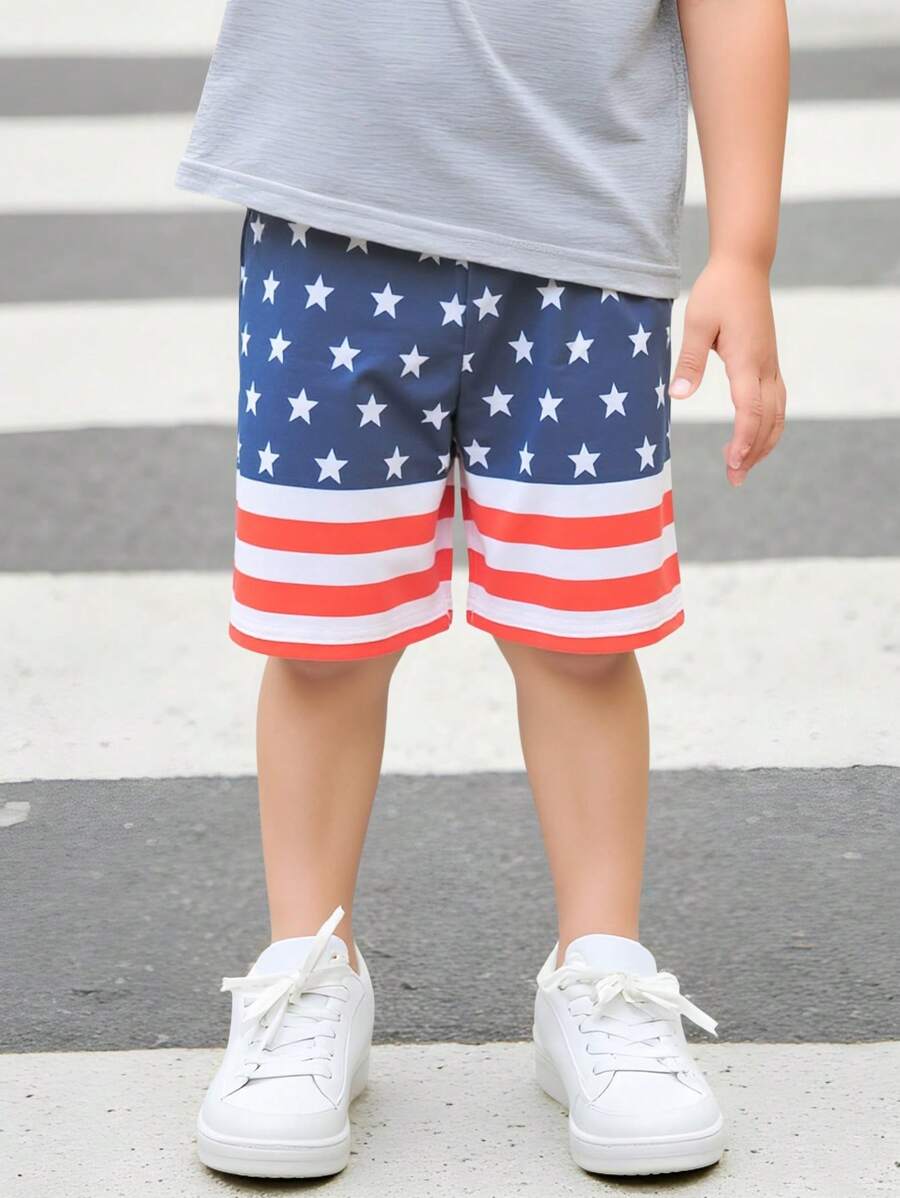 2025 年春夏新品年轻男孩休闲星星印花宽松短裤，柔软舒适的面料，百搭设计，适合运动和日常穿着，7 月 4 日