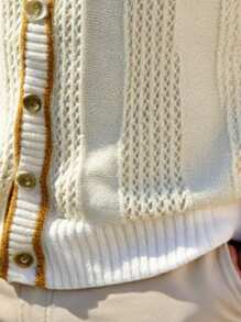 Manfinity Homme Men's Knitted Short Sleeve Top, Fashionable For Summer - Apricot - View 7