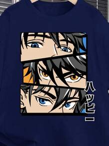 SHEIN Tween Boys Casual Minimalist Round Neck Short Sleeve Top And Shorts 2pcs Set, Summer - Navy Blue - View 3