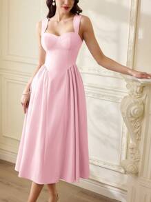Vintamour Vestido elegante vintage para mujer con bolsillos, vestido casual para té, fiestas y festivales, atuendo de verano para mujer, atuendo de vacaciones, vestido blanco de verano, vestidos de verano para mujer, vestidos blancos para mujer, vestido de cóctel, vestidos formales para mujer, vestidos de cumpleaños para mujer, vestido de invitada de boda, vestidos de primavera para mujer, ropa de verano, conjuntos de primavera para mujer, vestido de Pascua para mujer, atuendos de cumpleaños para mujer, vestido de novia - Rosa - Ver 6