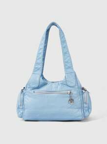 ROMWE Grunge Punk Bolso de hombro mujer de estilo punk rock, bolso de tela oscuro, bolso de motociclista