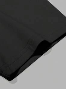 Manfinity Homme 2pcs Men's Slogan Print Round Neck Short Sleeve Casual T-Shirt And Drawstring Waist Shorts Set - Black - View 6