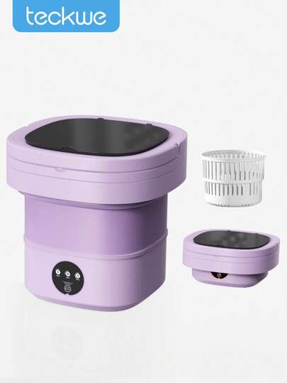 Teckwe Foldable Washing Machine,Portable Bucket-Type Fully Automatic Washing And Drying Machine With 3 Modes Deep Cleaning Of Underwear,Baby Clothes And Other Small Clothes.Suitable For Apartments Dormitories Hotel 6L - UK Plug