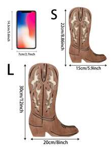 SHEIN 1pc Bohemian Style Wooden Cowboy Boot Wall Vase Creative Flower Holder, Simple Dry Flower Plant Stand, Mini Flowerpot Indoor/Outdoor Wood Dried Flower Vessel, Floral Hanging Decor Suitable For Living Room, Entryway, Bedroom, Bathroom (Brown) - Brown - View 3