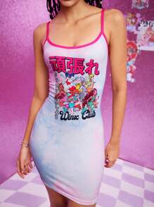 The Winx X SHEIN 女式撞色装饰卡通图案迷你连衣裙 - 淺藍色 - 查看 6