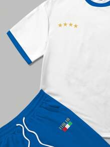 Manfinity RSRT Men's Minimalist Italian Star Print Casual Vacation T-Shirt And Shorts Set - Multicolor - View 5