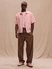 Musero 春夏街头风剪裁褶饰梭织西装裤